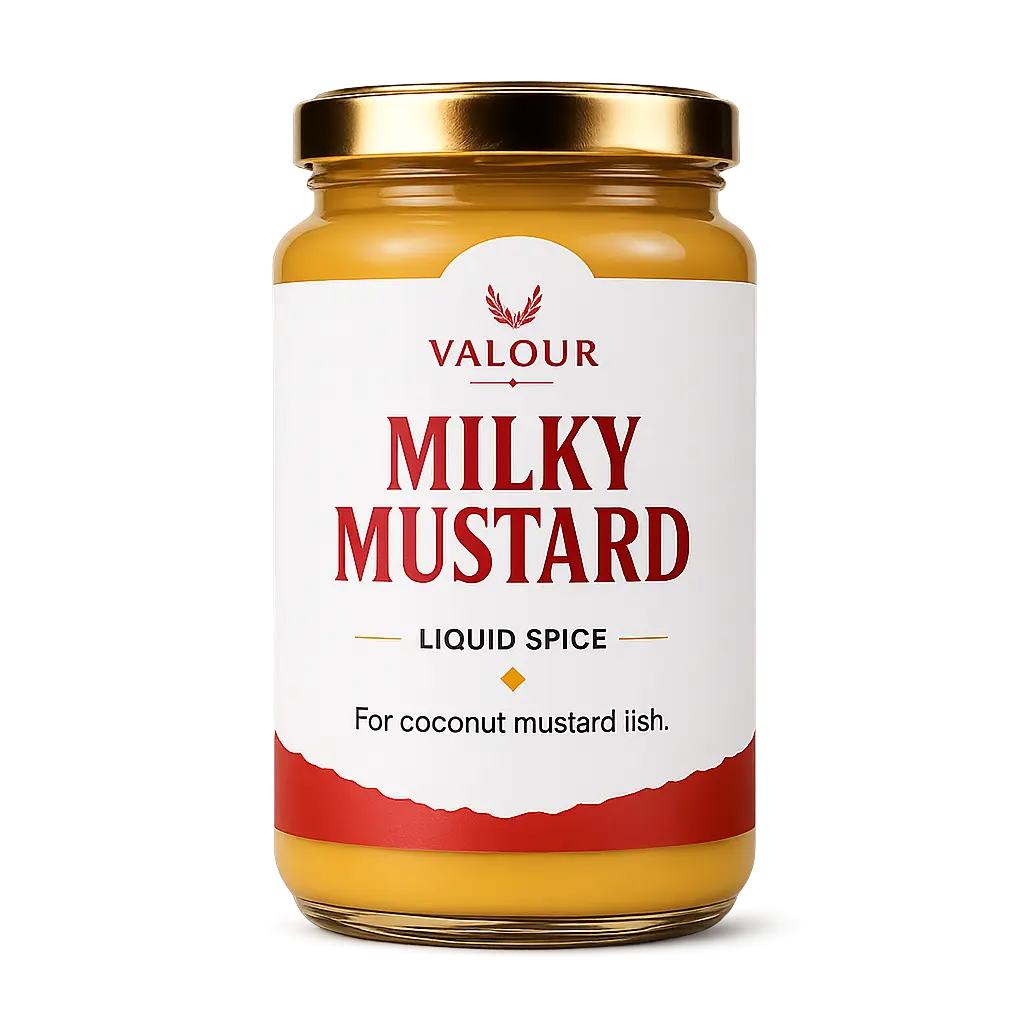 Valour Milky Mustard liquid spice bottle